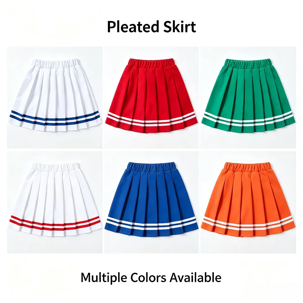 Mädchen Faltenrock Kinder Hohe Taille A-Linie Schuluniform Rock mit Streifensaum Kurzer Rock für Alltag Tanz Sport Bühne Freizeit Sommerrock