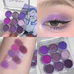 9 Colors Purple Eyeshadow Palette Matte Pearlescent Powder Pigment Eye Shadow Easy To Color Brown Green Eyeshadow Palette Makeup