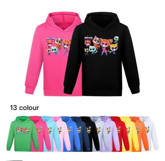 

SuperKitties Hoodies Kids Long Sleeve Pullover Baby Boys Cartoon Hoody Sweatshirt Girls Casual Clothes Halloween Outwear