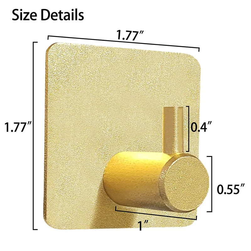 4Pcs Aluminum Alloy Golden Self Adhesive Hooks,For Sticky Wall Door Robe Tea Towel Rustproof Towel Rack,Clothes Coat Hook