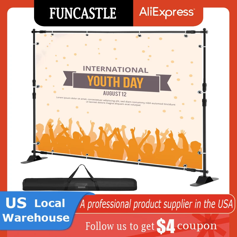 

10 x 8 Ft Backdrop Banner Stand Trade Show Wall Exhibitor Photo Booth Background W/ Carrying Case