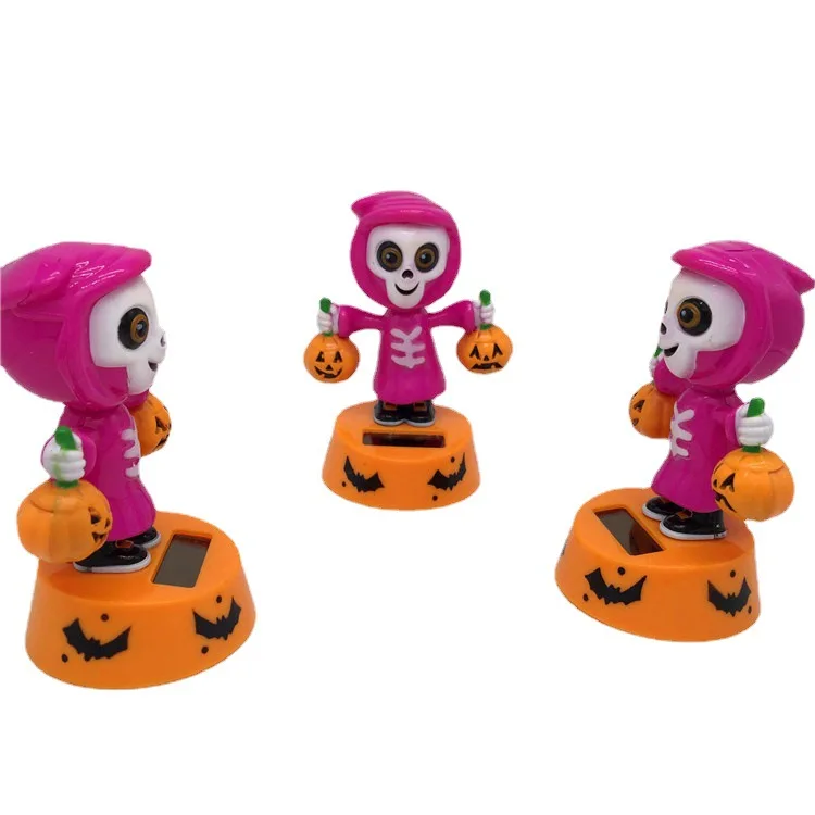 Funny Creative Solar Pumpkin Lantern Swinging Anime Doll Car Bobblehead Decor Kids Desktop Ornament Toys Halloween Gifts