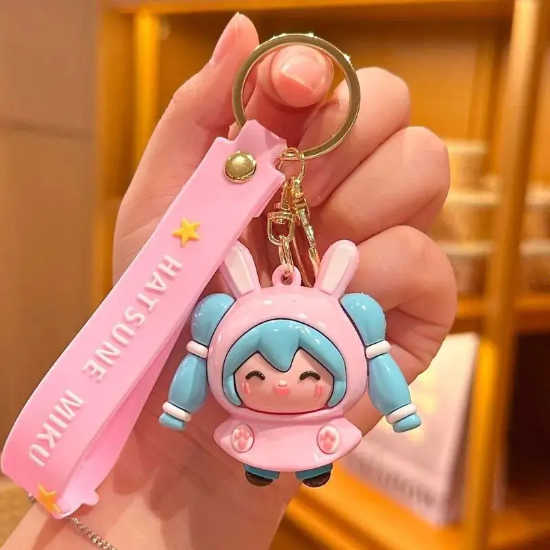 Hatsune Miku Keychain High Color Value Secondary Q Version Doll Doll Statue Model Creative Car School Bag Pendant Decoration view 2