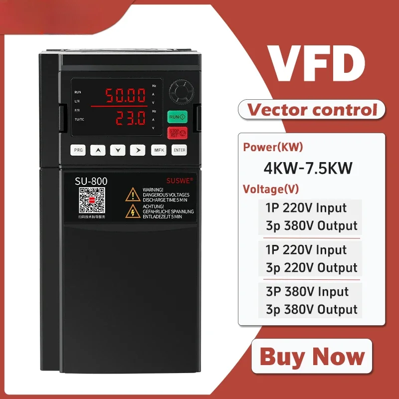 Frequency inverter SU800 VFD single phase/3 phase 220V 380V 0.75KW/1.5KW/2.2KW/4KW/5.5KW/7.5KW Universal VFD