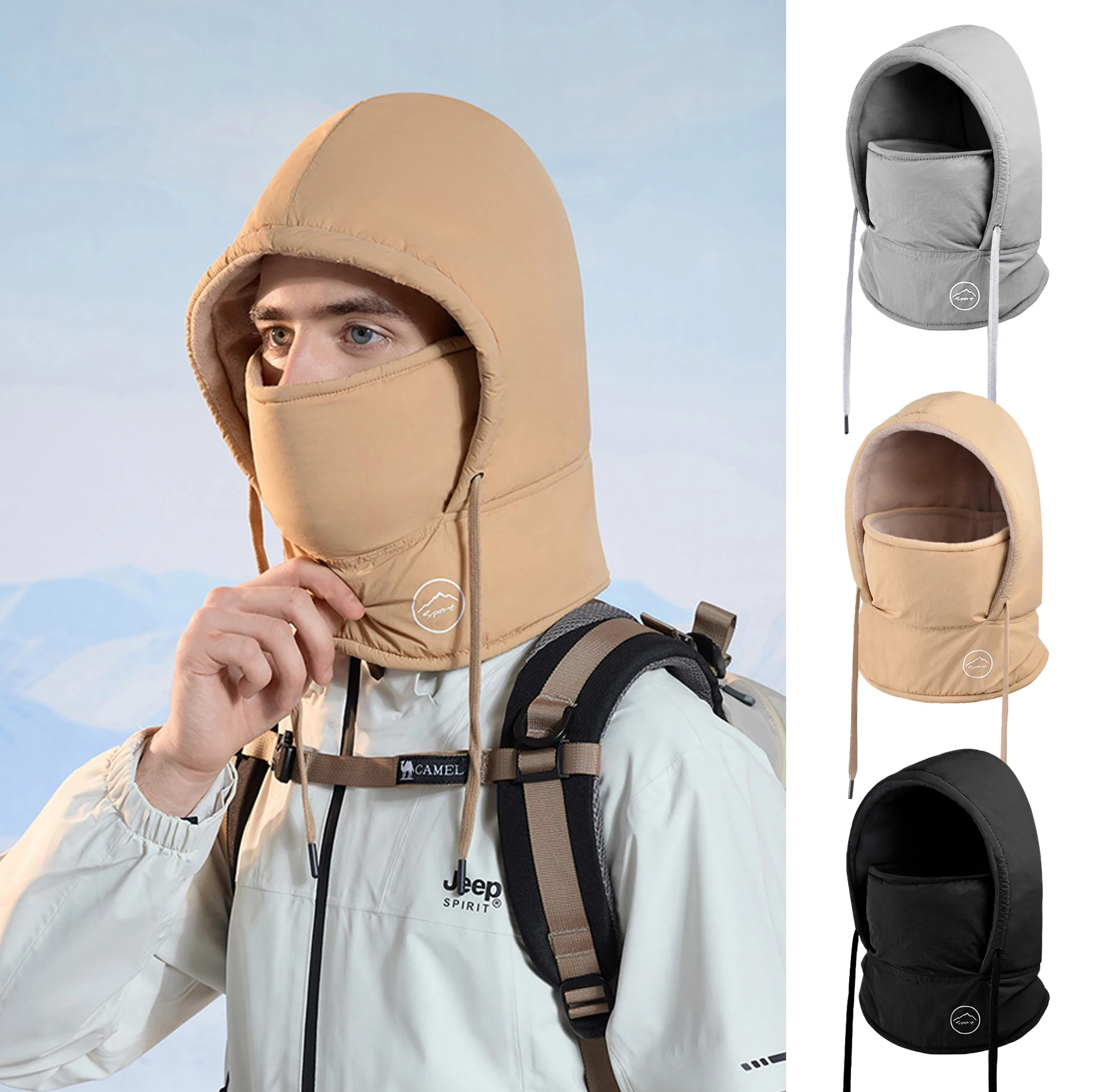 2 قطعة قبعة الشتاء الدافئة مع قناع الرقبة أدفأ 3 في 1 يندبروف بالاكلافا للرجال النساء ملثمين قبعة الدراجات الطقس البارد حماية #1