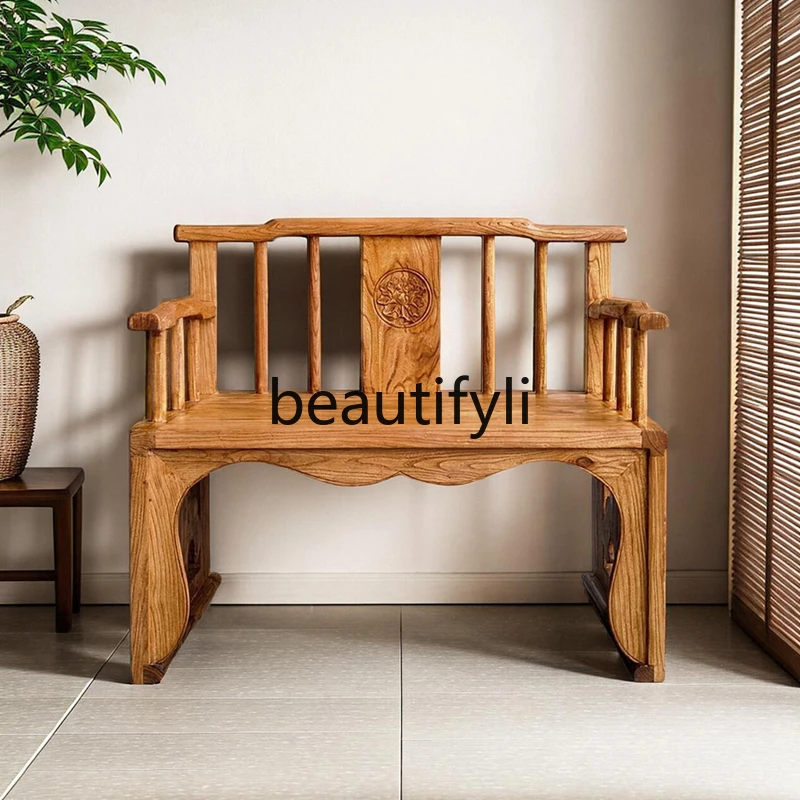 Old elm meditation chair cross-legged zen solid wood medieval enlarged armchair Chinese sofa chair