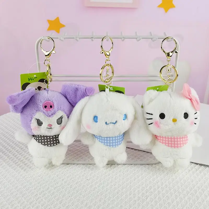 Keychain Sanrio Kawai Plush Toy Anime Figure Cinnamoroll Kuromi Plush Doll Toy High Qualit Anime Toys Gift Girl for Children