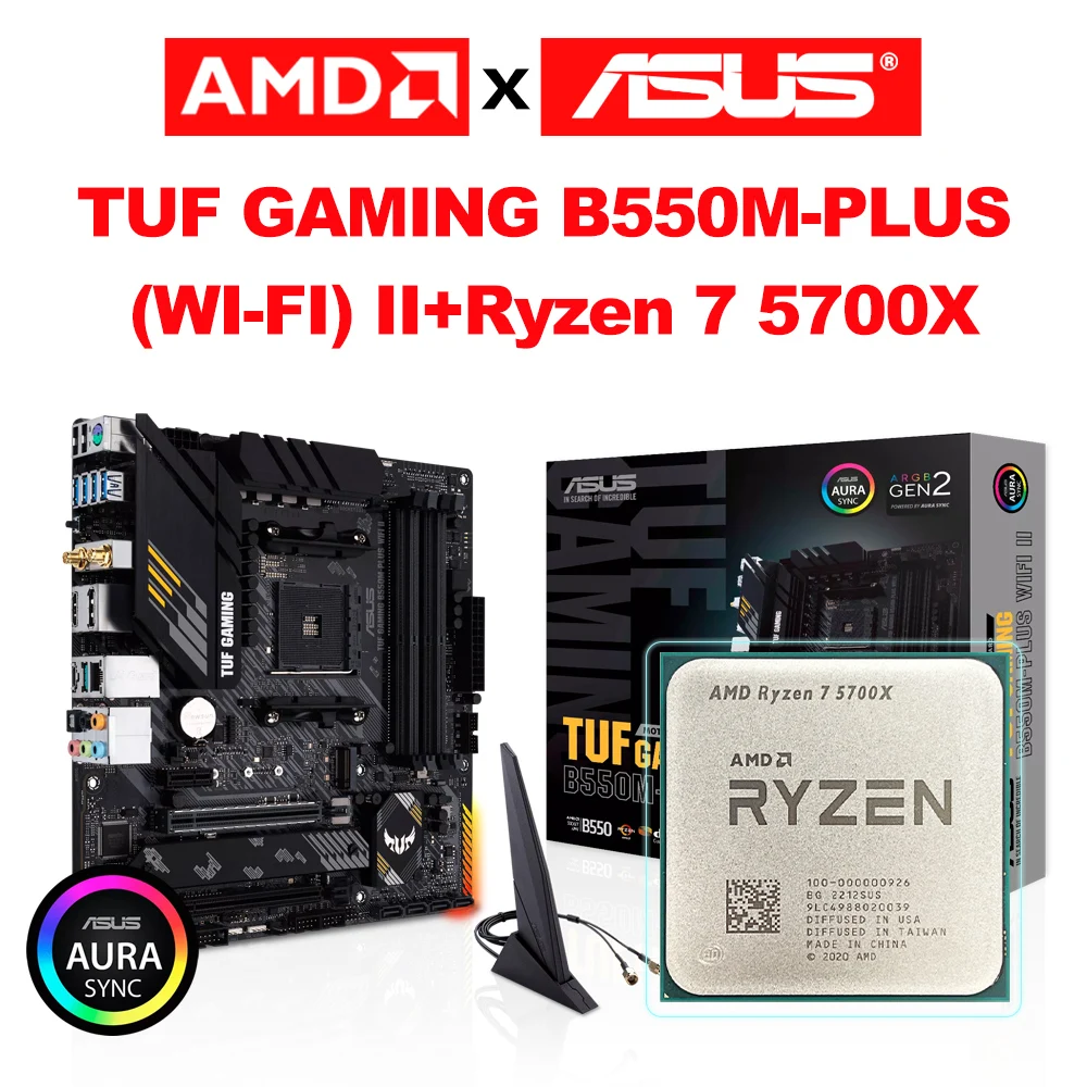 Amd Nieuwe Ryzen 7 5700X R7 5700X Cpu + Asus Tuf B550M Plus Wifi Ii Moederbord AM4 Cpu Processor Micro-Atx B550M 128G 4600 Mhz