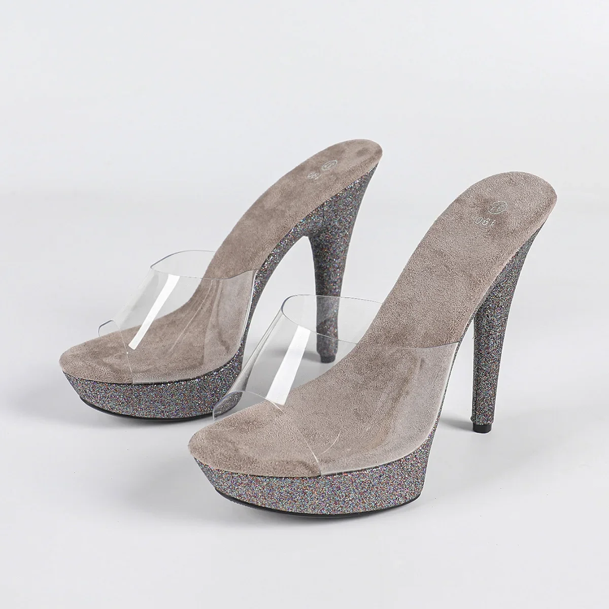 High-heeled Sandals Women's 2025 Summer New Thin-heeled Waterproof Table Rhinestone Model Catwalk Dress Shoes 13CM LFD-1099-Q9