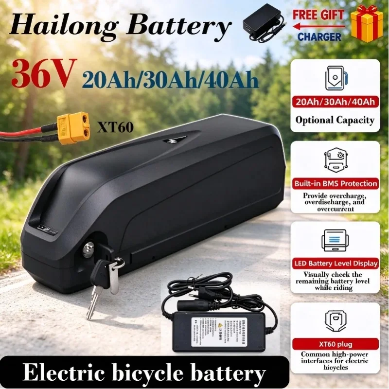 Das neueste Modell des Hailong 36V Elektrofahrrads verfügt über einen abnehmbaren Lithium-Akku mit integriertem BMS für zusätzlichen Schutz. Es stehen verschiedene Kapazitätsoptionen zum Kauf, und der