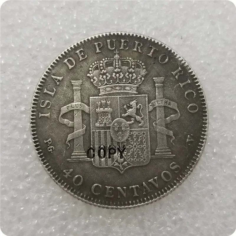 COPY REPLICA 1896  PUERTO RICO 40 CENTAVOS  COPY Challenge Pocket Coins Christmas Gifts