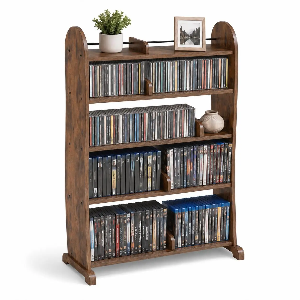 5-Tier DVD Storage Cabinet, DVD Shelf and CD Rack, Brown