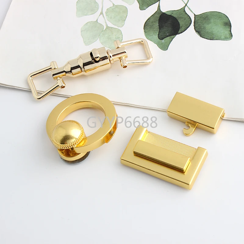 1-20Sets Light Gold,Satin Gold Locks Metal Clasps Press Buckles For Handbags Shoulder Bags Purse Tote Accessories DIY Crafts