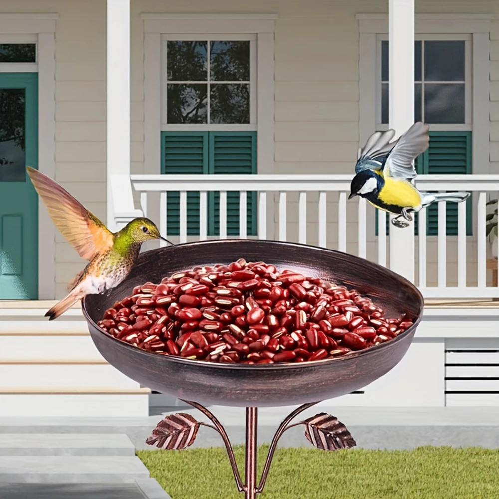 Vintage Outdoor Bird Bath - Sturdy Iron with 5-Pronged Base, Rustic Garden Decor, Easy to Install and Attracts Birds - Perfect F