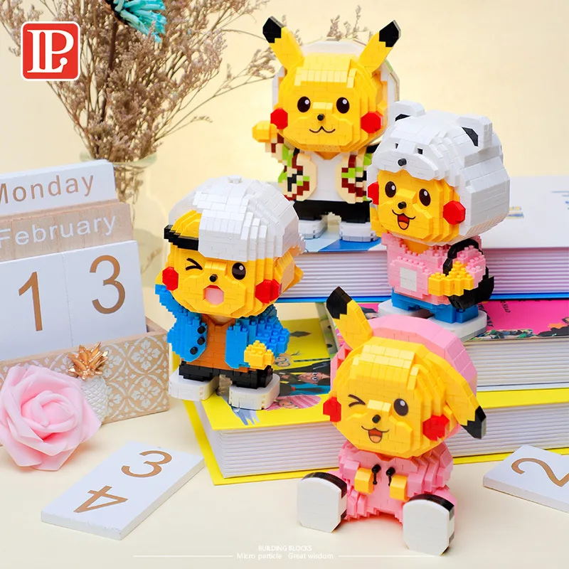 

Fashion Dressing Pikachu Micro Building Blocks Pokemon Assembly Cosplay Pikachu Mini Brick Figures Toys For Kids Birthday Gift