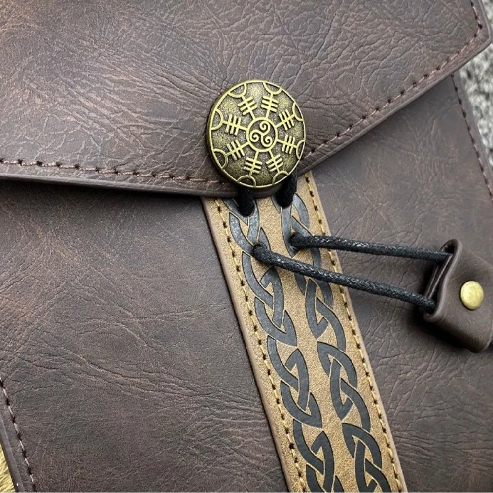 Faux Leather Waist Bag Drawstring Closure Hangable Retro Belt Bag Portable Mini Renaissance Belt Bag Cosplay Props