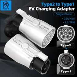 evsow EV Charger Adapter Type2 To Type1 Adapter IEC62196 To SAE-J1772 EV Charger Converter 32A 1Phase 7.2kw Max For Electric Car