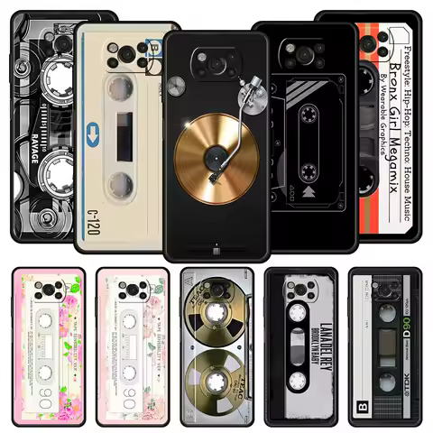 Retro Vintage Old Cassette Tape Phone Case For For Xiaomi Poco X6 X5 Pro X4 X3 NFC F5 Pro F4 F3 GT M5 M4 Pro 5G M3 C51 C50 Cover