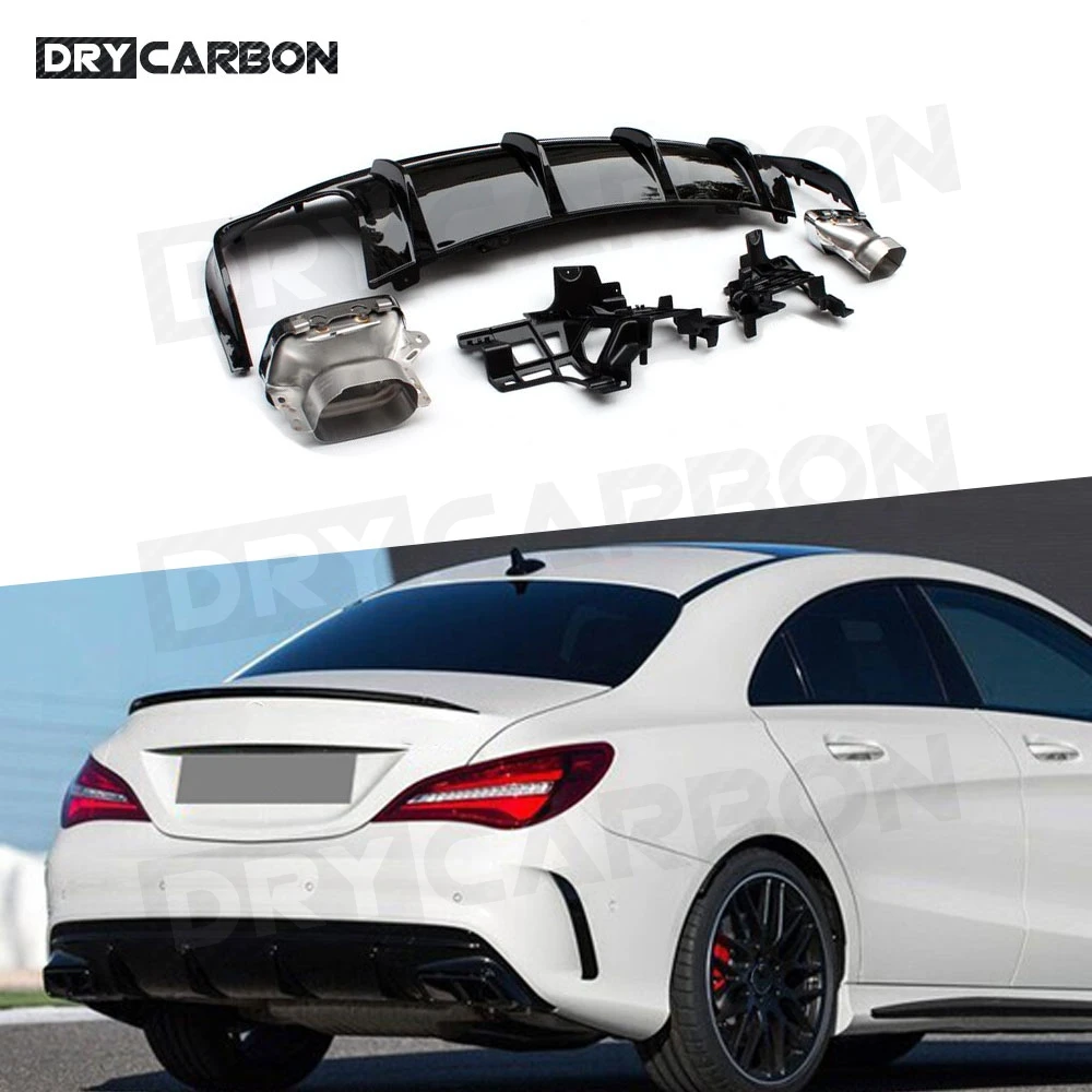 

ABS Black Rear Lip Diffuser with Exhaust Tips for Mercedes-Benz CLA Class W117 CLA260 CLA45 A Style 2013-2018 Bumper Guard