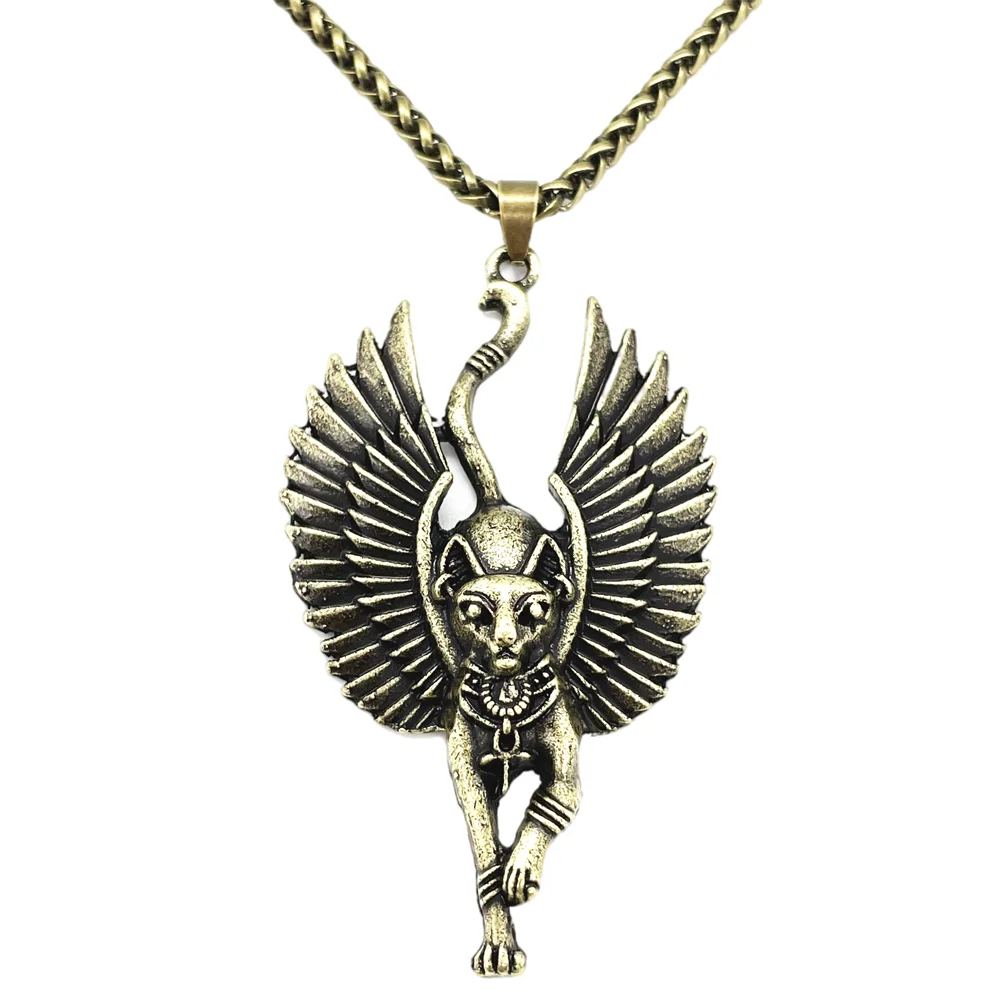 

Nostalgia 10Pcs Egypt Cat Angel Wings Bastet Halloween Necklace Ancient Egyptian Sphinx Wicca Animal Witch Goth Jewelry