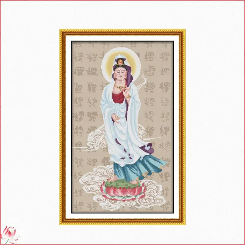 

Avalokitesvara Blessing Print Cross Stitch 14CT 11CT Count Printed Canvas Fabric Embroidery DIY Needlework Sewing Kits Home Deco