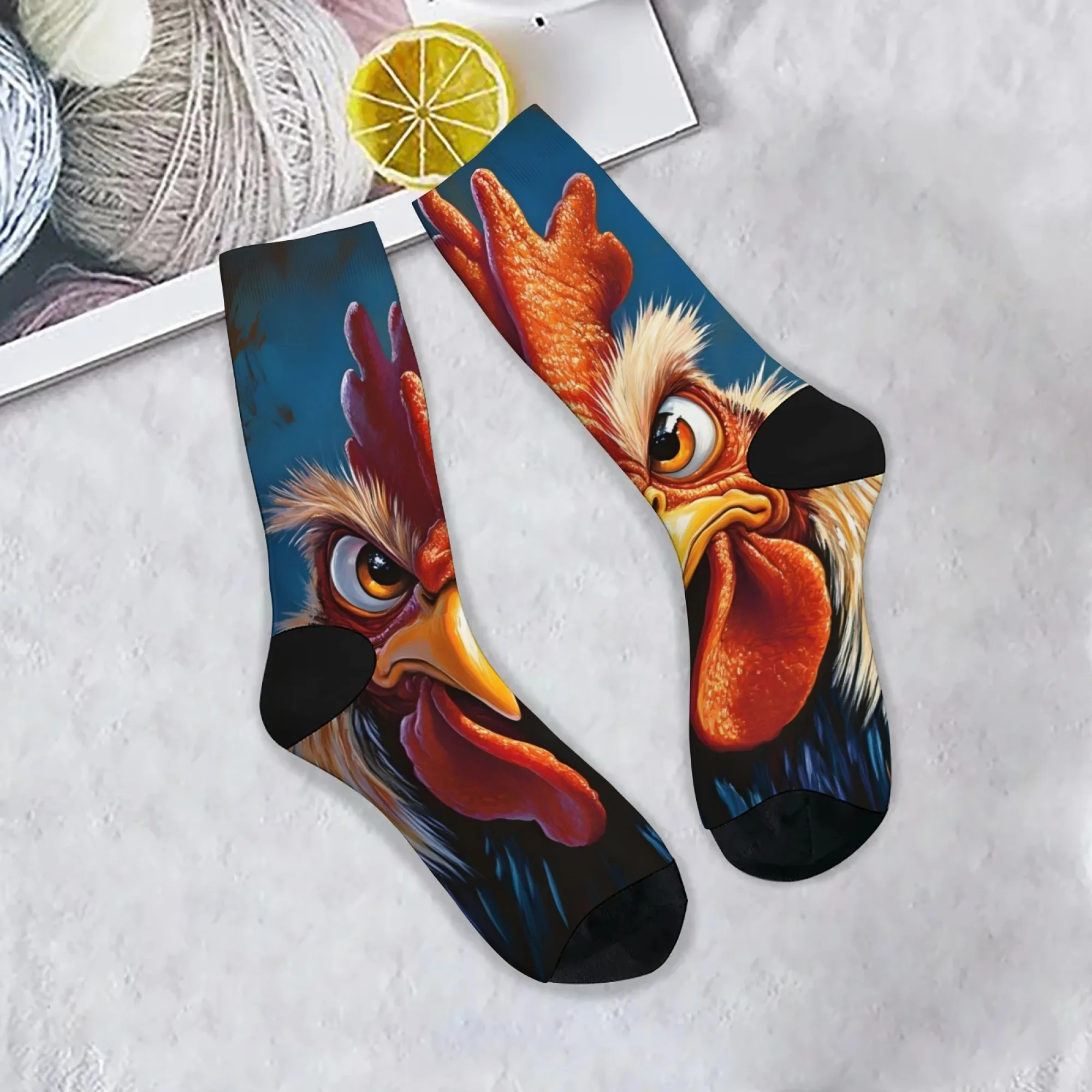 

Crazy Rooster Novelty Men's Socks Street Hip-Hop Happy Funny Socks Harajuku Style Breathable Anti-Slip Casual Fashion Socks Gift