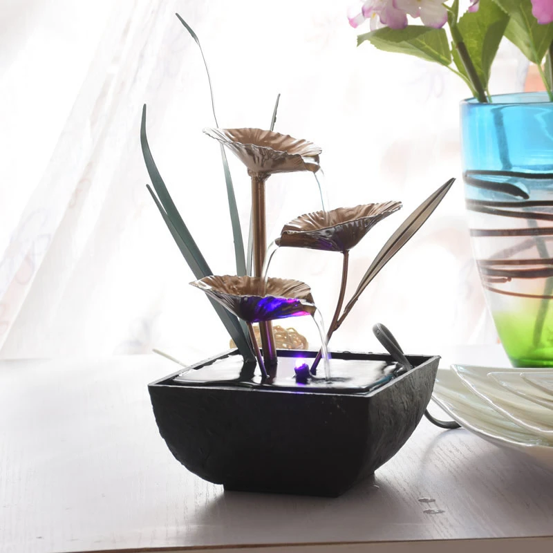 Handmade Craft Gifts Home Decorative Indoor Water Fountain Feng Shui Wheel Desktop for Office Teahouse Decor