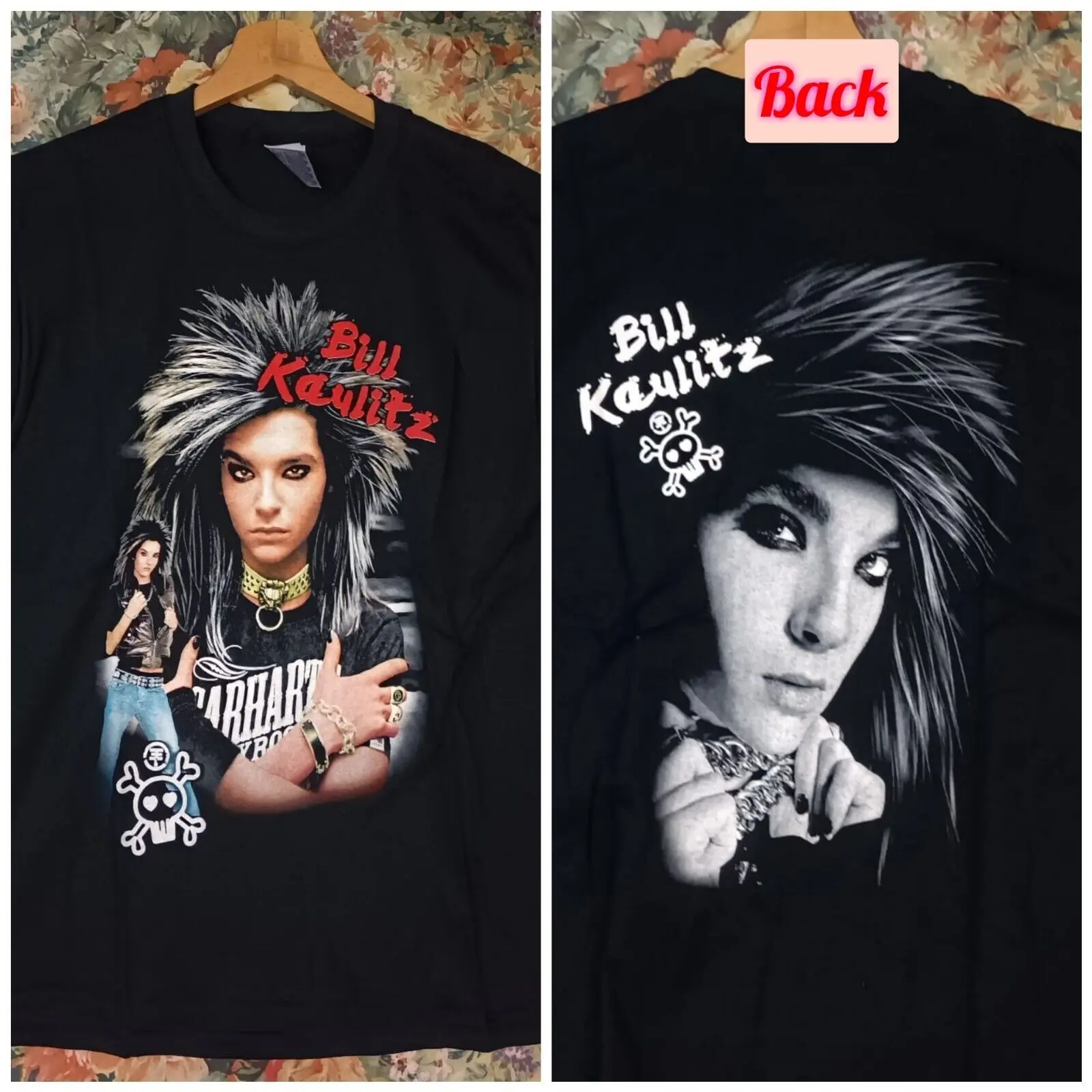 RAREST VINTAGE DEADSTOCK BILL KAULITZ TOKYO HOTEL M T-SHIRT TWO SIDES PRINTED -