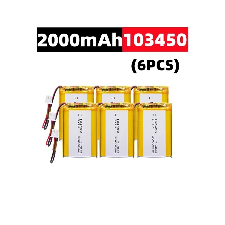 103450 3.7 V 2000 mAh Polymeer Lithium Oplaadbare Batterij jst PH 2.0mm 2pin plug voor Camera GPS navigator MP5 Bluetooth Headset - afbeelding 1