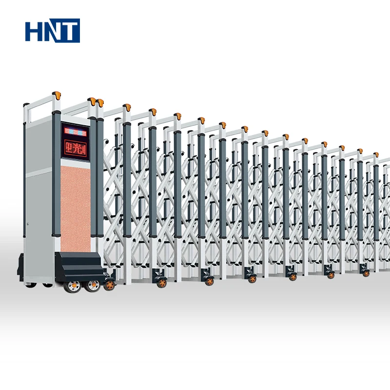 custom.HNT Aluminum Automatic Industrial Folding Gate Motorized Telescopic School Security Front Fence Retractable Gate