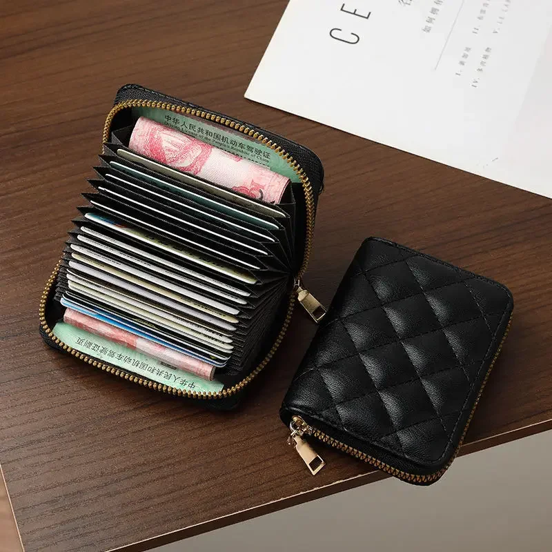 Women Short Wallets PU Leather Female Plaid Purses Leather Card Holder Wallet Student Small Zipper Woman Wallet Coin Purse