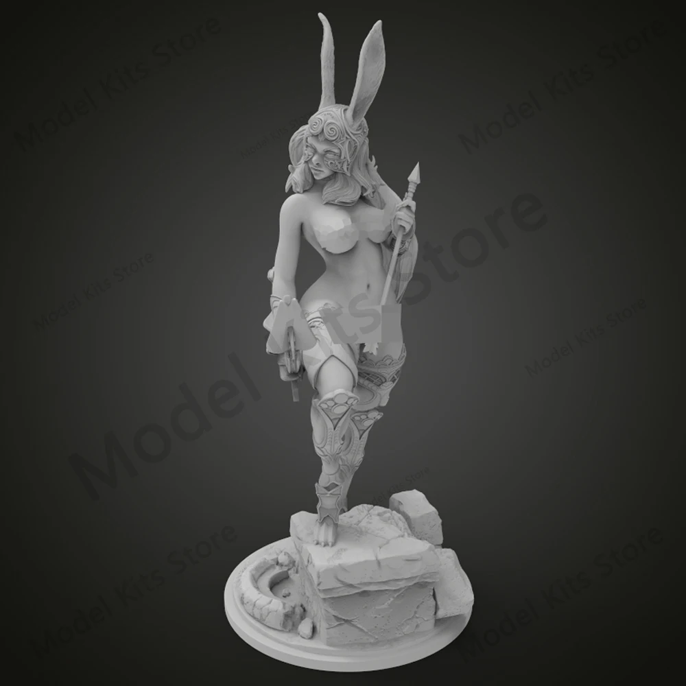 1/24 Kit modello di stampa 3d resina Fran Rabbit Girl Warrior Model Kit statua di riduzione in miniatura fai da te Kit non verniciato giocattolo