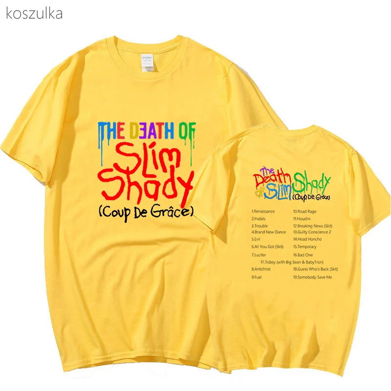 The Death of Slim Shady Tshirt 100% Bawełna Koszulki Graficzne T Shirt Mężczyźni/kobiety Kawaii Odzież Ponadgabarytowe Letnie T-shirty z Krótkim Rękawem