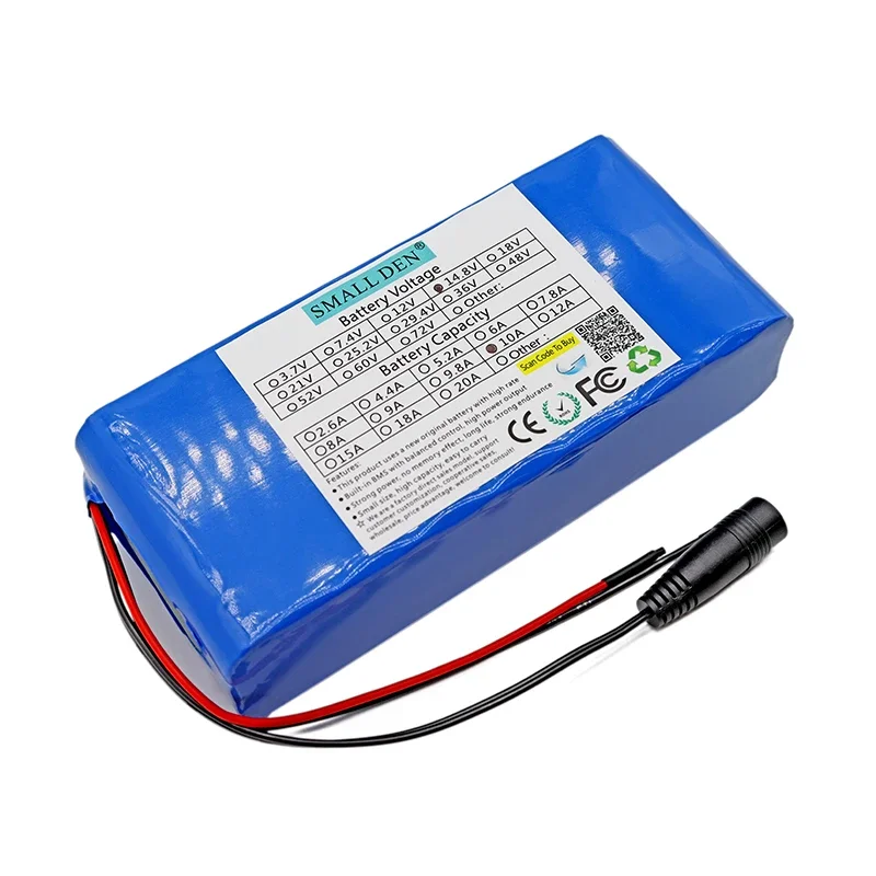 14.8V 10Ah 18650 lithium battery pack 12V 14V night fishing lamp heater miner\'s lamp amplifier rechargeable battery +1A charger