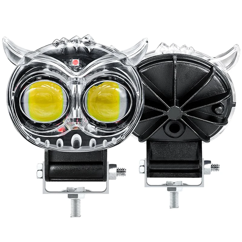 Dual Color Motorcycle Headlight Owl Design Auxiliary Spotlights Motorbike Scooter Lights