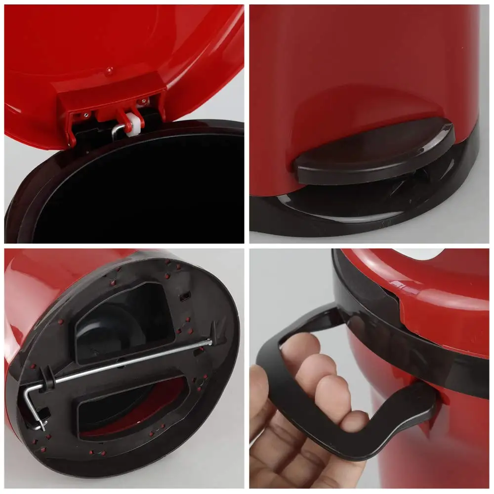 Round Foot Step Trash Can With Lid, Garbage/Waste Bin With Pedals, 2.2 Gallons / 8.3 Liters, Red