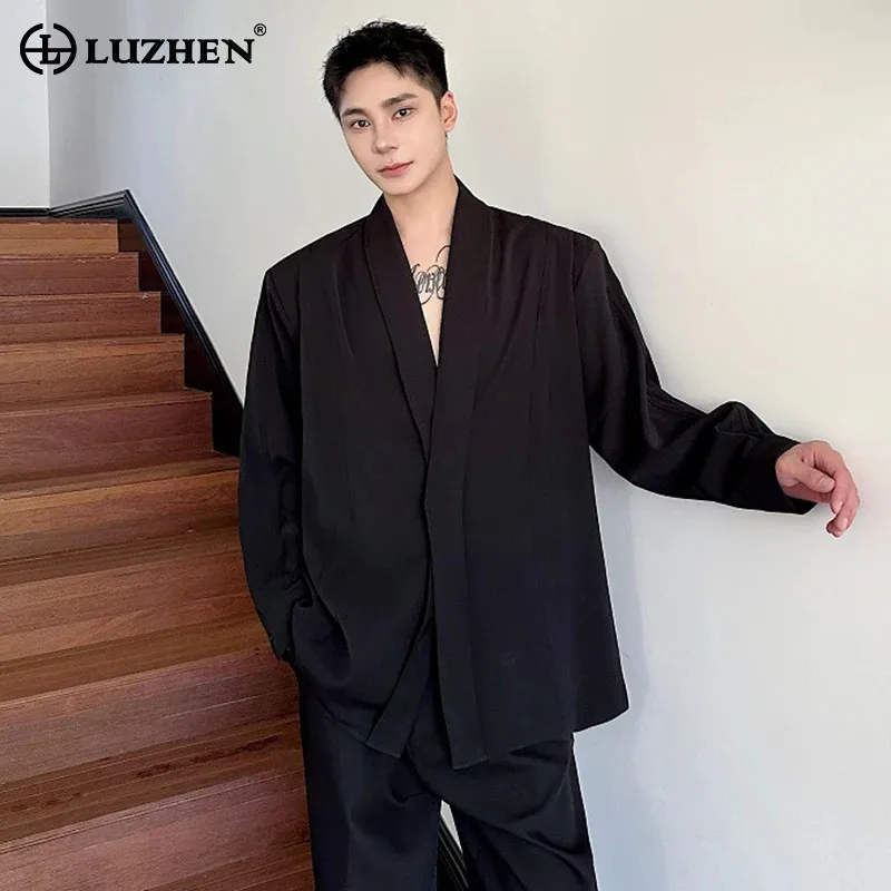 

LUZHEN Autumn Retro Plain Casual Long Sleeved Shirt Trendy Elegant Korean Clothing 2024 New Versatile Men's Blouses Tops LZ4791