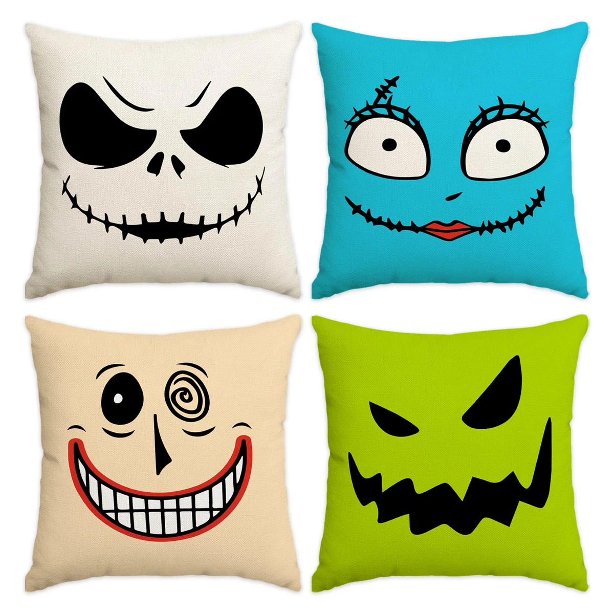 

1pc/4pcs Halloween Pillow Cover, Halloween Horror Expressions Home Decoration Living Room Sofa Cushion Cover