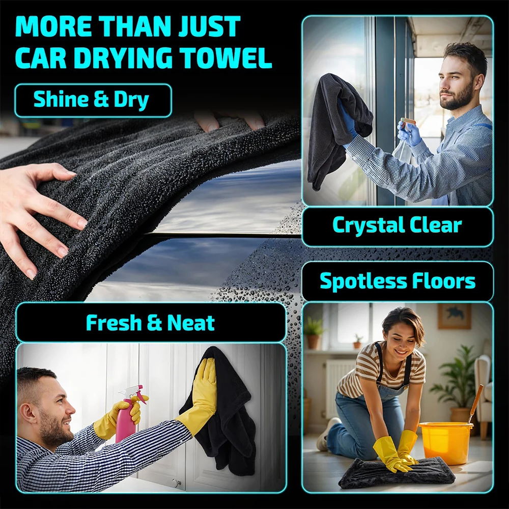 AUTOBRIGHT ستوكات 60*90 سنتيمتر 1300gsm واحد مسح تجفيف منشفة غسيل السيارات القماش قسط القماش رشاقته لينة المهنية تنظيف السيارات