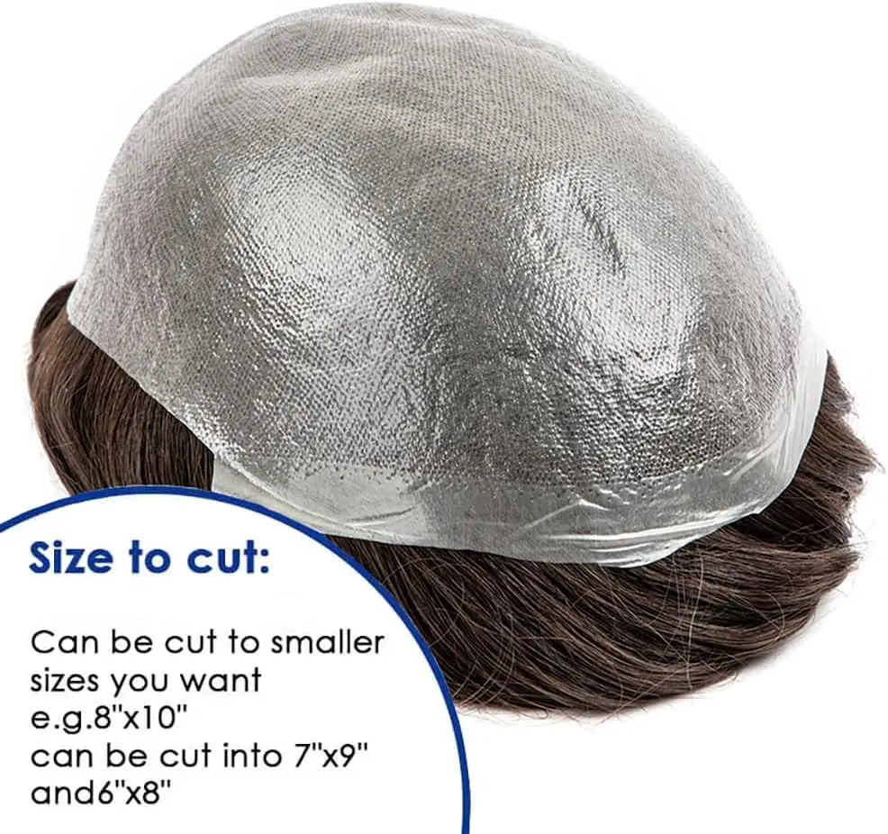 Toupee for Man Thin Skin 0.03mm PU Men's Hairpiece European Virgin Human Hair Replacement System Pieces Male Hair Unit for Men 10x8inch #5