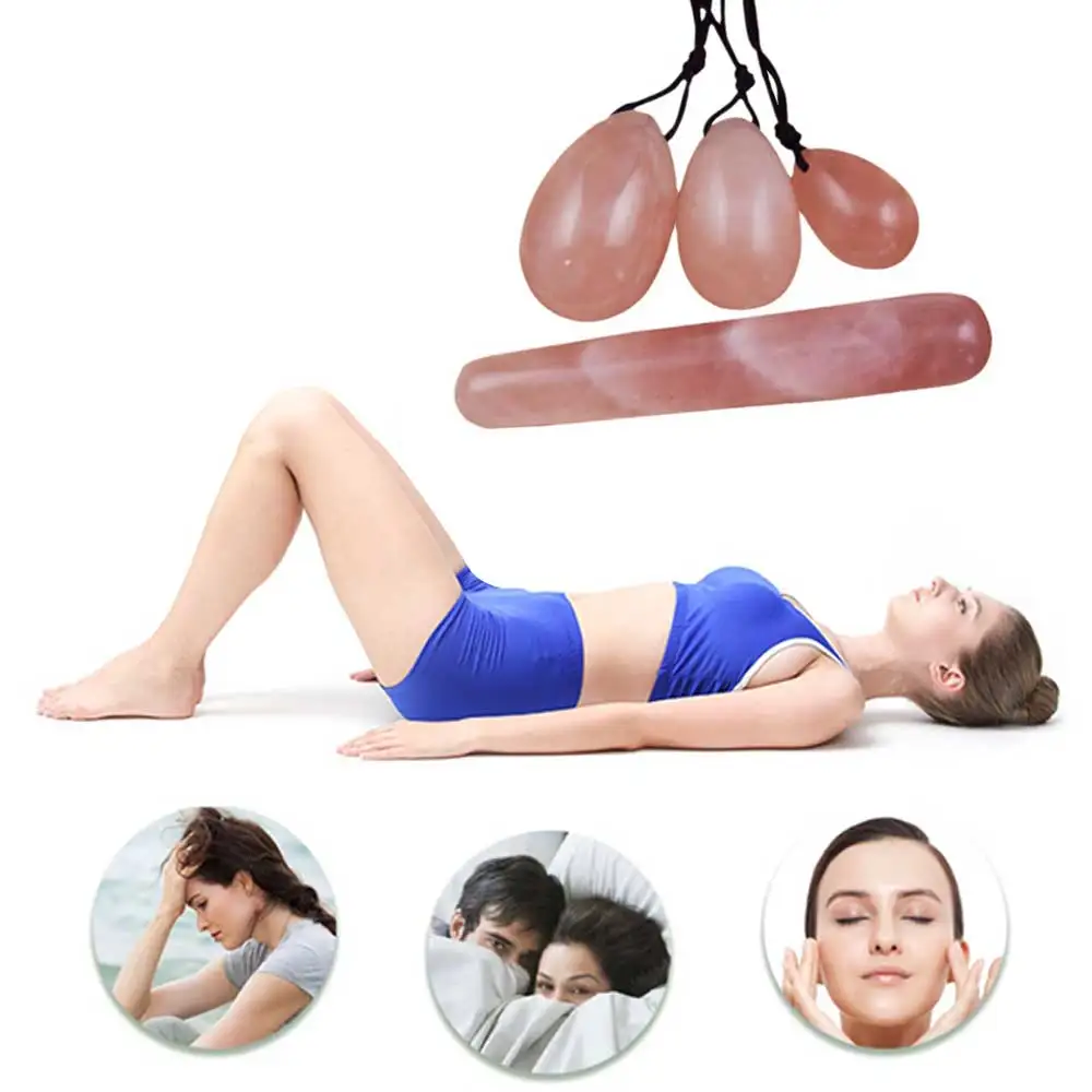 

1Set Rose Quartz Yoni Egg Jade Eggs Women Kegel Exerciser Jade Massager Vaginal Muscles Tightening Ball Crystal Kegel Eggs