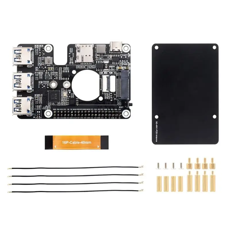 PCIe to M.2 4G/5G and USB 3.2 HAT Compatible with SIMCom/Quectel 4G/5G Modules,PCIe Expansion Board for Raspberry Pi 5—AA56