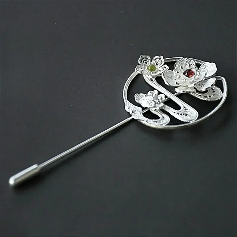 New Chinese Silver White Color Intangible Cultural Heritage Silk Craftsmanship Zircon Plum Blossom Brooch Women High-end Brooch