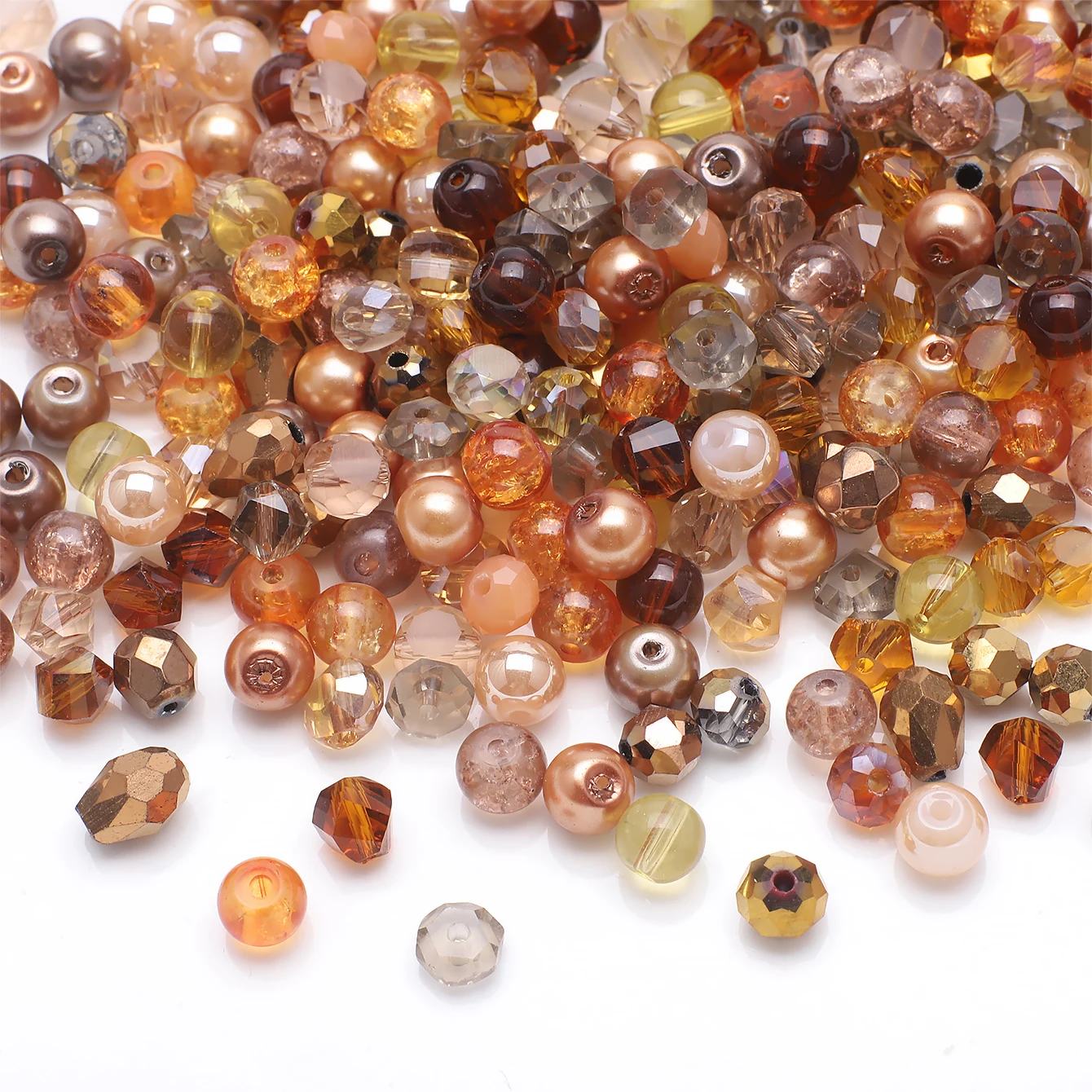 100Pcs/Lot 6mm Mixed Faceted Glass  Round Loose Spacer Beads Crystal Glass Pearl Crafts for Jewelry Making DIY Bracelet Earings
