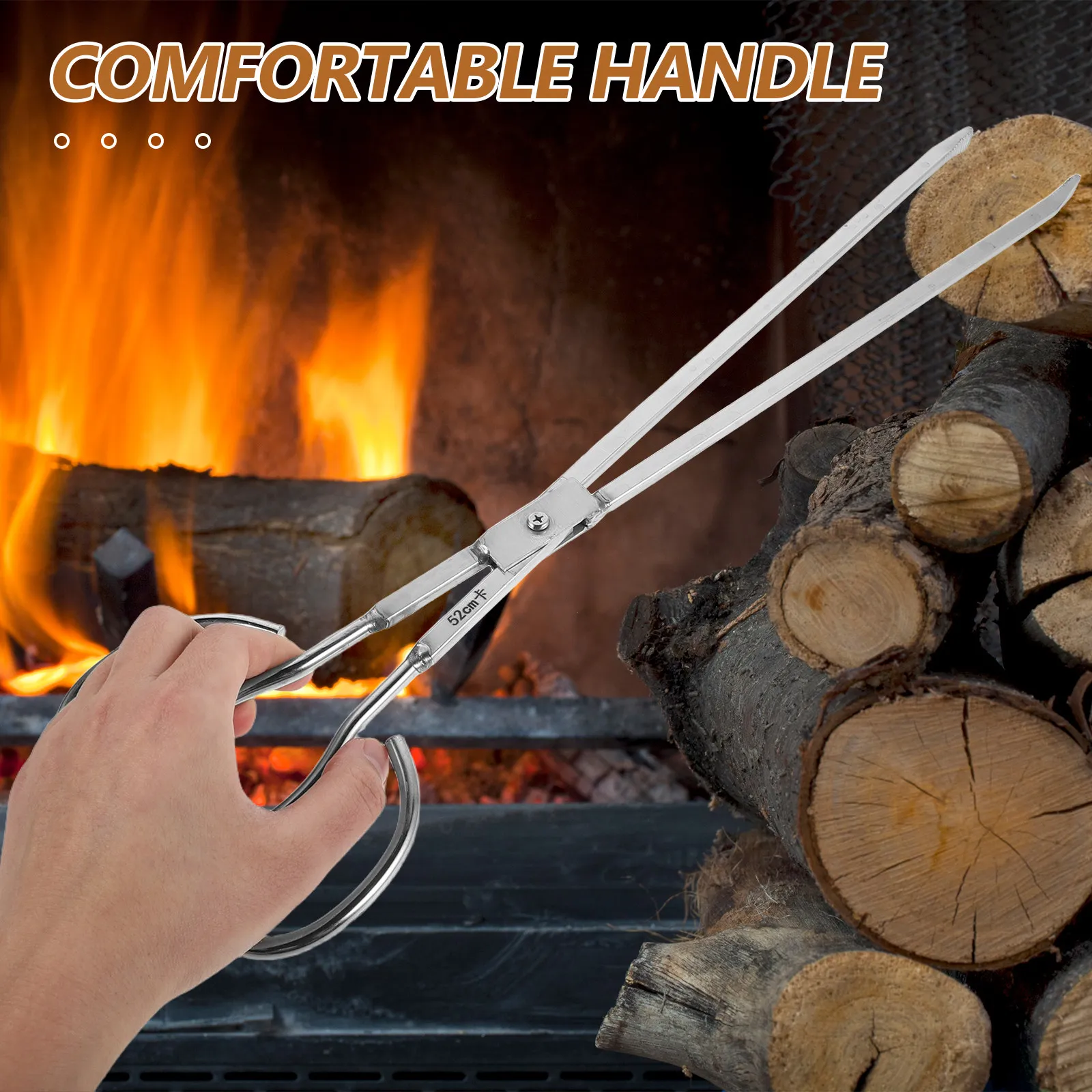 Fireplace Ash Pit Stove Handle Outdoor Halloween Christmas New Year Campfire Tongs Camping Fire Tongs Camping Fire Tools Inch