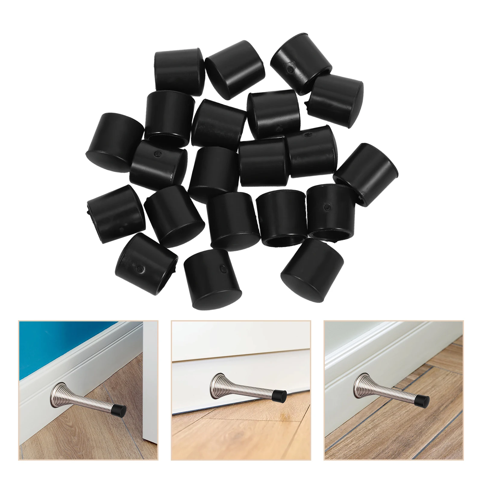 

20Pcs Universal Spring Door Stopper End Caps Plastic Tips Silent Operation Wall Protection Easy to Install Door Stop White Caps