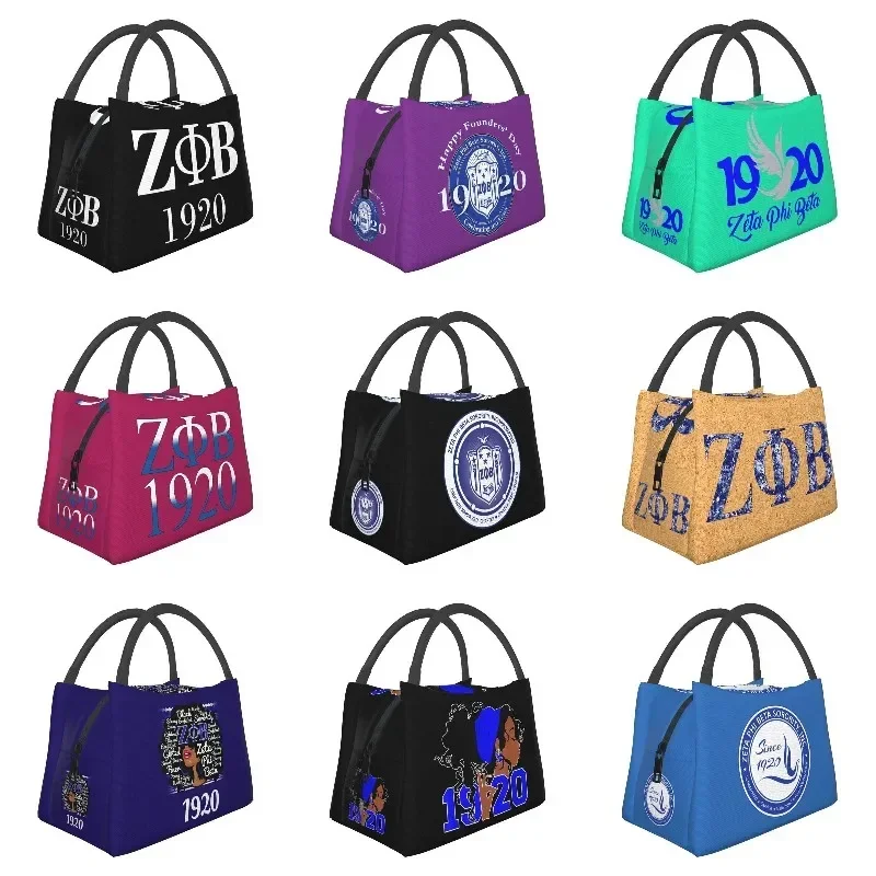 

Zeta Phi Beta Insulated Lunch Bags for Women Resuable Cooler Thermal Bento Box Work Travel