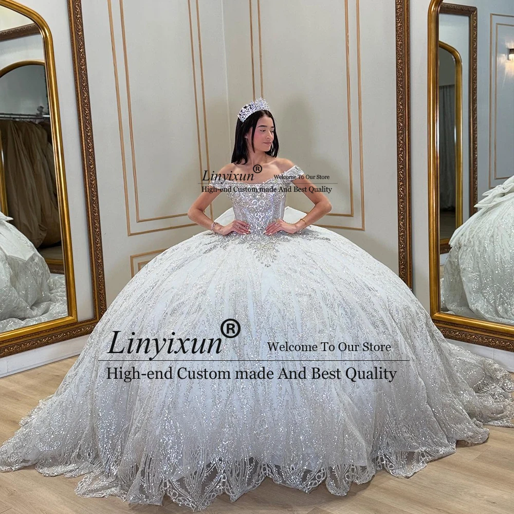

Elegant Applique Quinceanera Dresses 2025 Off Shoulder Ball Gown Bow Birthday Party Customized vestidos de 15 rosa Woman Dress