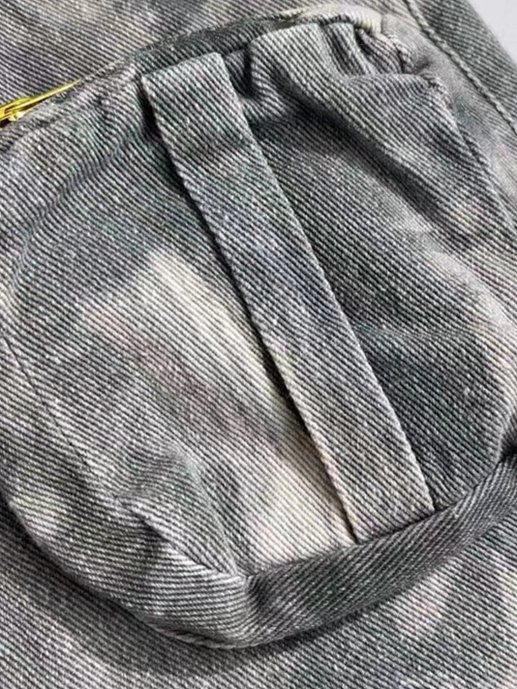 Spring Summer Street Style Women's Long Straight Cut Denim Skirt Multi Pocket High Waist H-Shape Cotton Casual Fashion