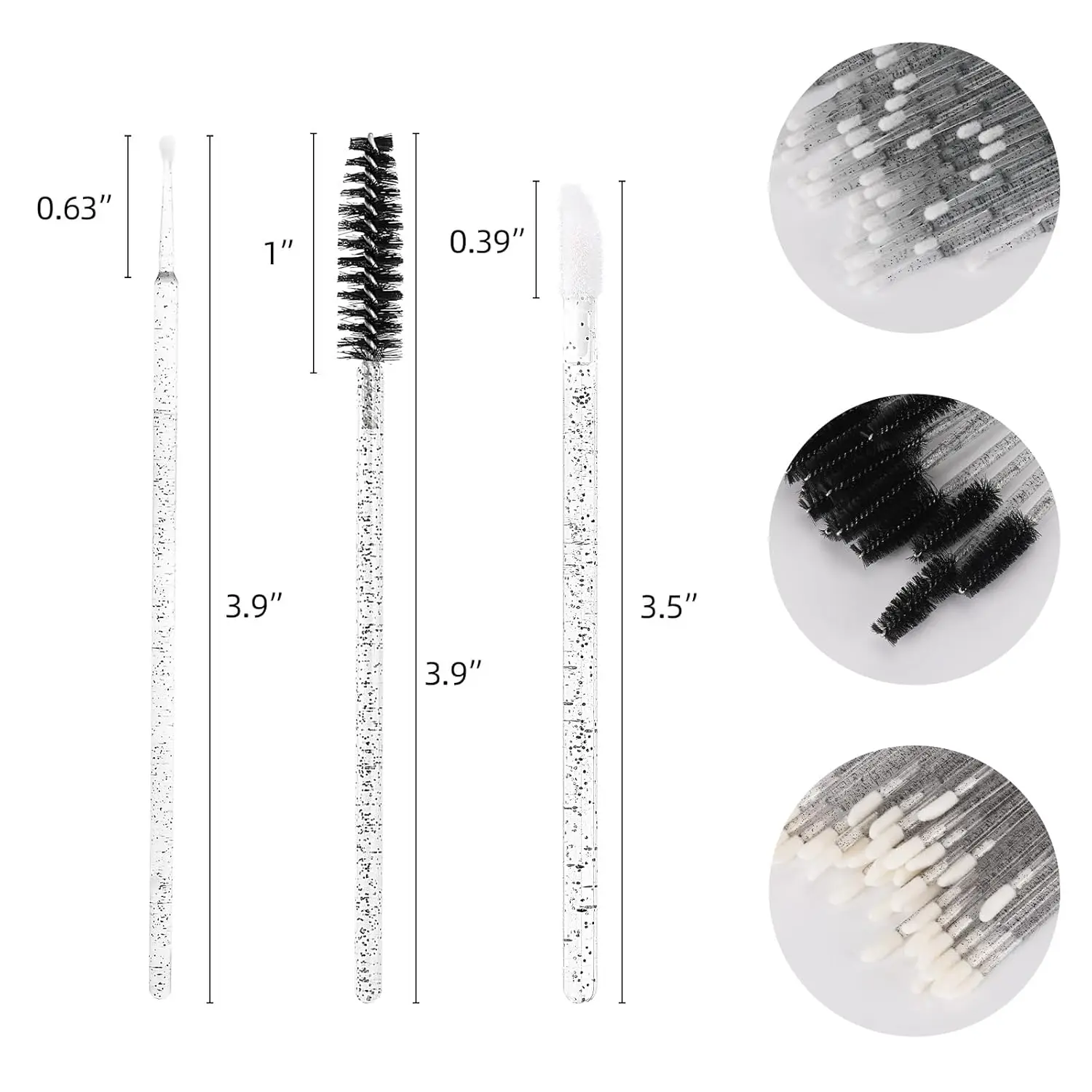 600PCS Eyelash Extension -200 Disposable Spoolie Wands+200 Lip Brushes+200 Micro Swabs | Salon Makeup Applicator Tools Wholesale